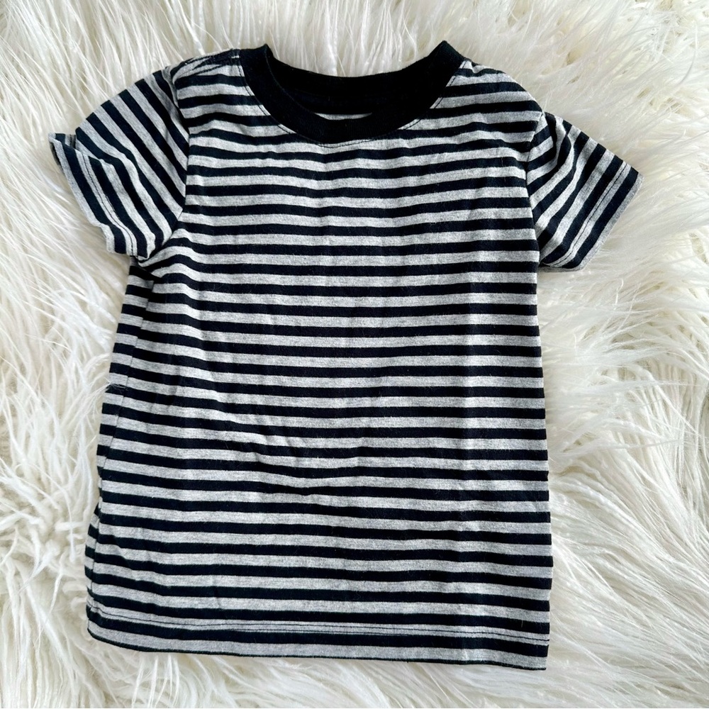 Cat & Jack Target Toddler Boy Black and Grey Striped Short Sleeve Shirt Size 18M